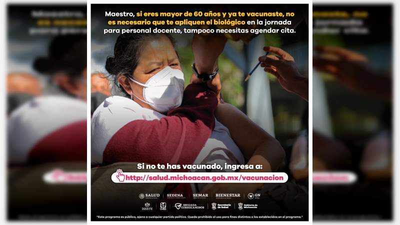 Invita SSM a maestros a evitar doble vacunación  