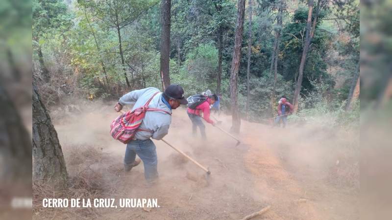 Controlado al 100 por ciento, el incendio en el Cerro de la Cruz en Uruapan