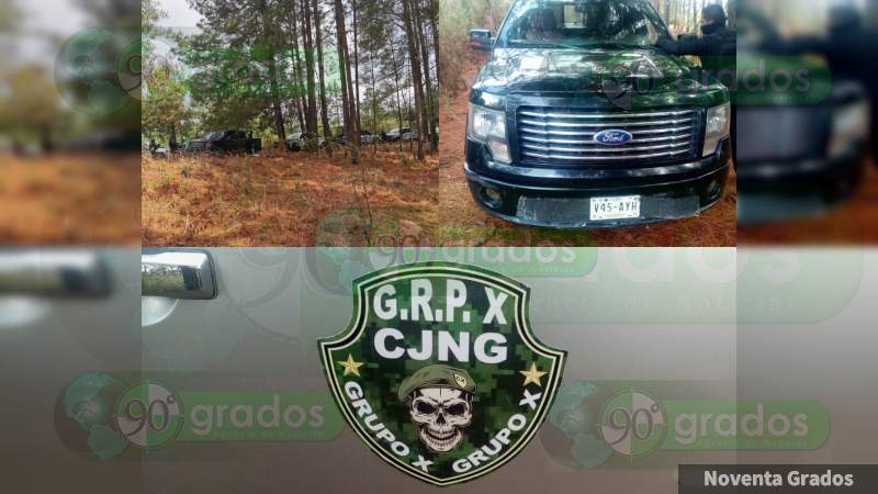 Aseguran convoy del “Grupo X” del CJNG, en Zinapécuaro 