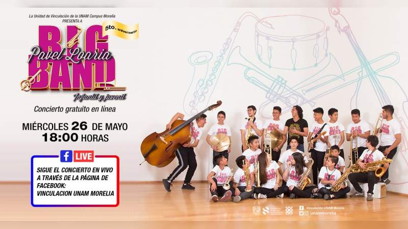 Presentara Pavel Loaria Big Band Infaltil y Juvenil concierto virtual de aniversario 