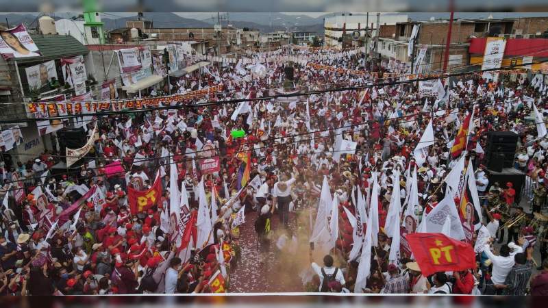 Más de 12 mil asistentes en el cierre de campaña en Zitácuaro de Ramírez Bedolla  