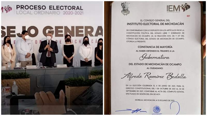 Alfredo Ramírez recibió su constancia de mayoría ante el IEM 