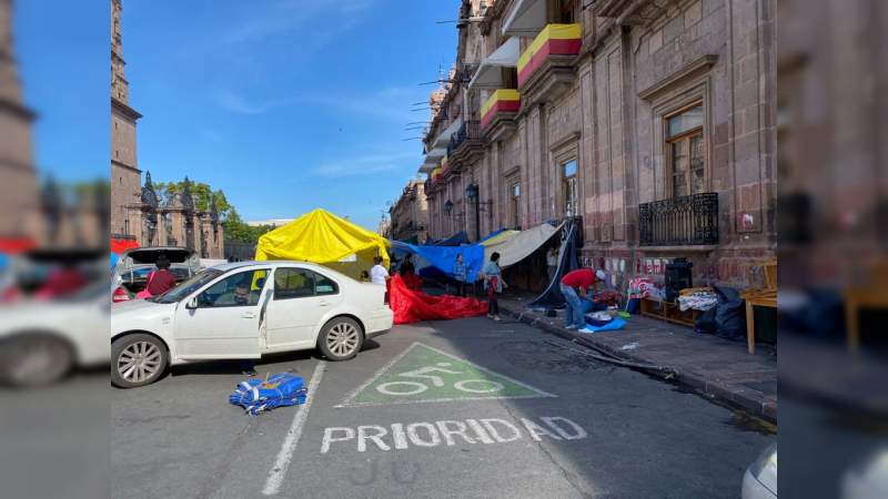 CNTE levanta plantón en el centro histórico Morelia