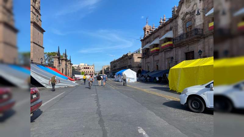 CNTE levanta plantón en el centro histórico Morelia