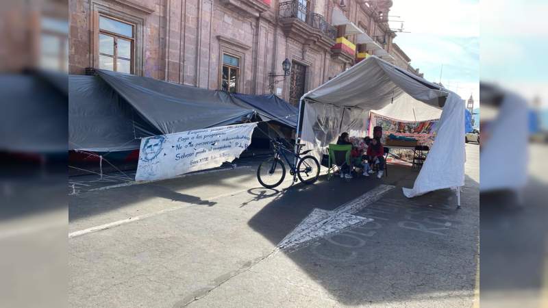CNTE levanta plantón en el centro histórico Morelia