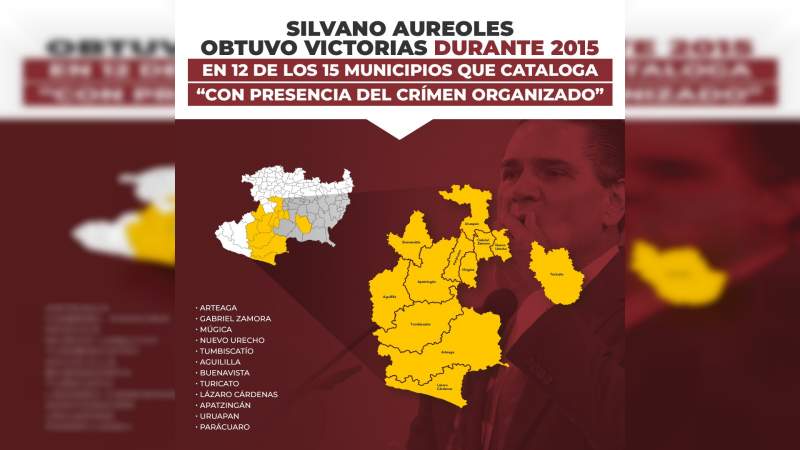 Silvano obtuvo victorias durante 2015, en 12 de los 15 municipios que cataloga con presencia del crimen organizado: Cristina Portillo. 