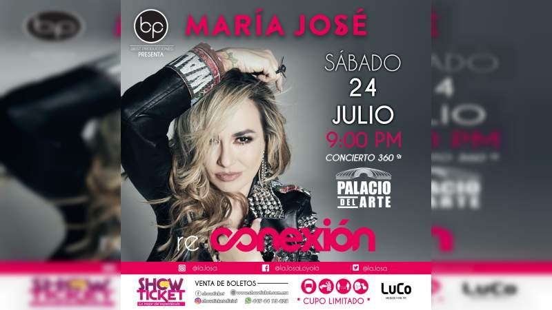 A la venta boletos para magno concierto 360 grados de María José en Morelia 