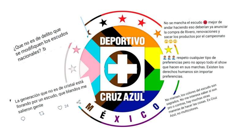 Aficionados de Cruz Azul rechazan la imposición de la bandera LGBT en su escudo 