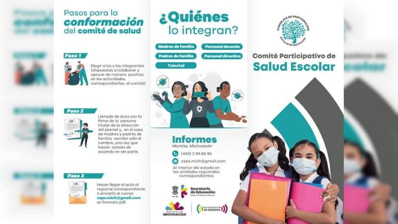 Invita SEE a directivos, docentes y madres y padres de familia a conformar Comités Participativos de Salud Escolar 