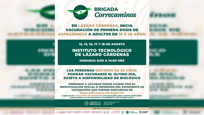 Vacunación de 18 a 29 años iniciara este mes en Lázaro Cárdenas, Michoacán 