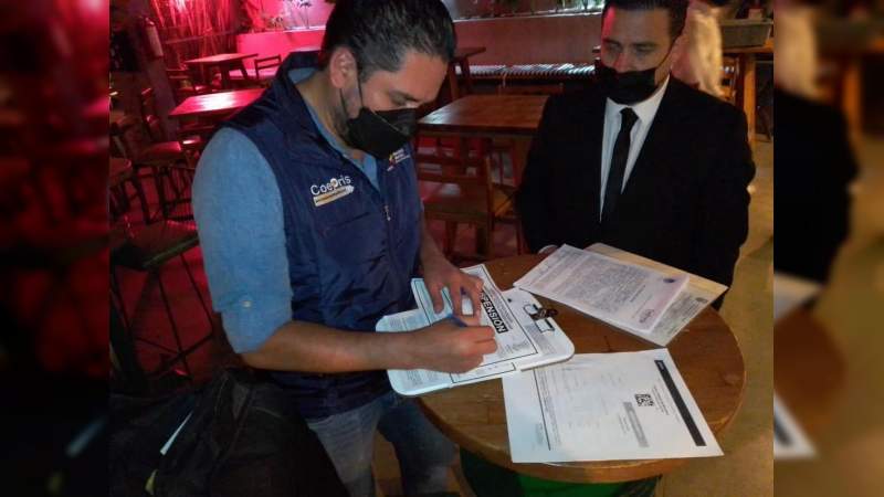 Suspende COEPRIS dos establecimientos nocturnos en Morelia, Michoacán