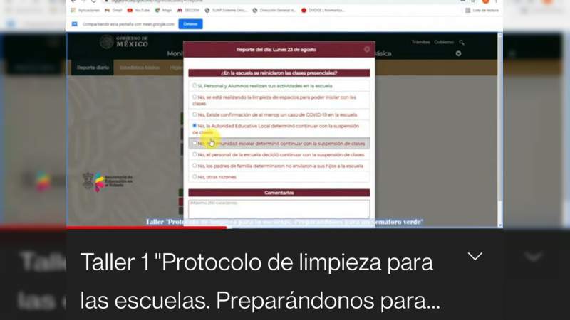 Se refuerza en Michoacán el protocolo sanitario para un posible regreso seguro a clases