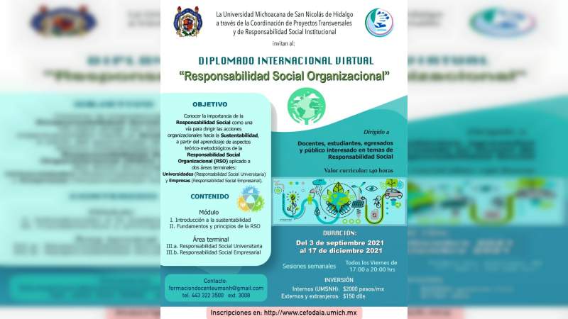 Ofrece UMSNH diplomado en Responsabilidad Social Organizacional  