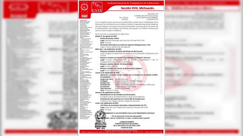 Maestros de la CNTE bloquean acceso a Cuatro Caminos en Michoacán  