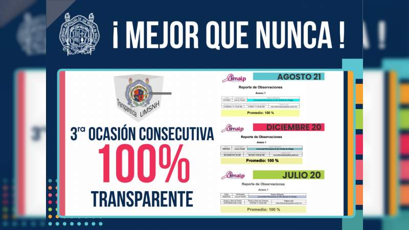 Alcanza UMSNH el 100% en materia de transparencia: IMAIP