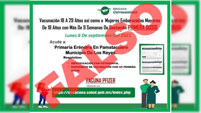La SSM desmintió jornada de vacunación en Los Reyes, Michoacán 