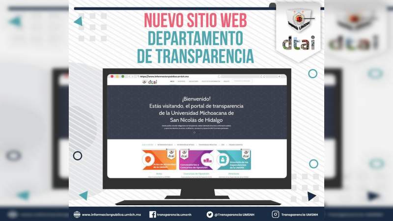 Actualiza UMSNH sitio web del Departamento de Transparencia y Acceso a la Información