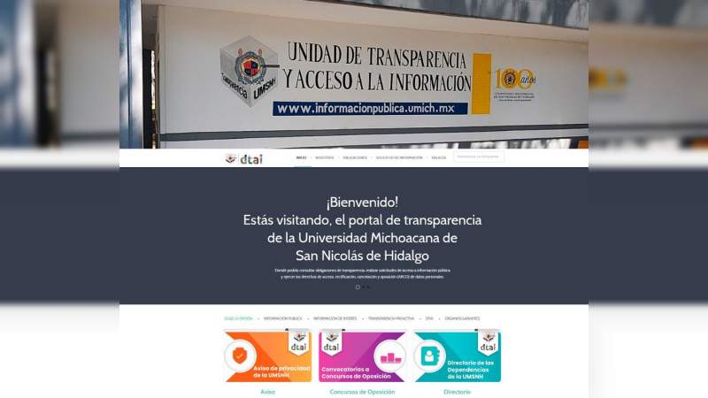 Actualiza UMSNH sitio web del Departamento de Transparencia y Acceso a la Información