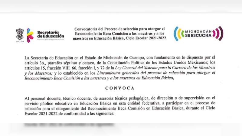 Abren convocatoria para otorgar el reconocimiento de la Beca Comisión del ciclo escolar 2020-2021 