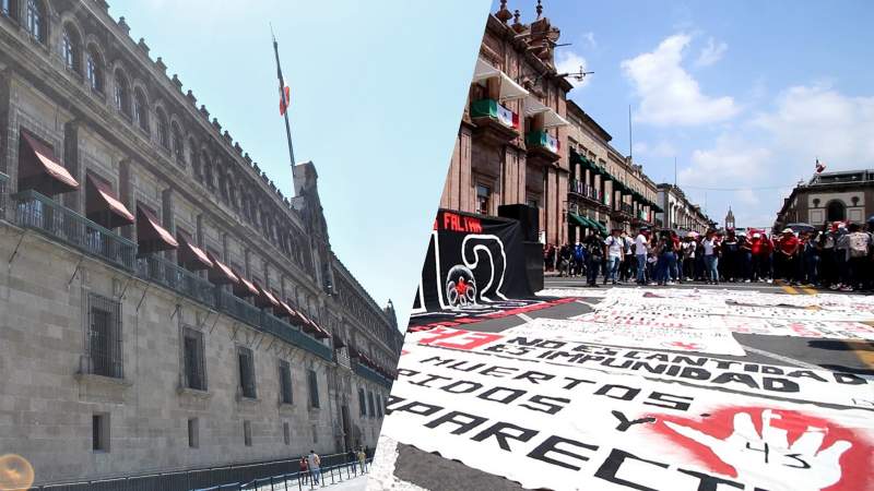 Llegan a Palacio Nacional padres de los 43 normalistas de Ayotzinapa ; se reunirán con AMLO 