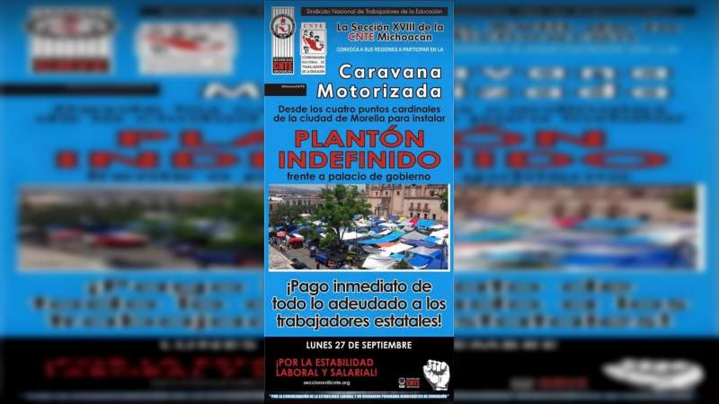 CNTE instalará plantón indefinido frente a Palacio de Gobierno 
