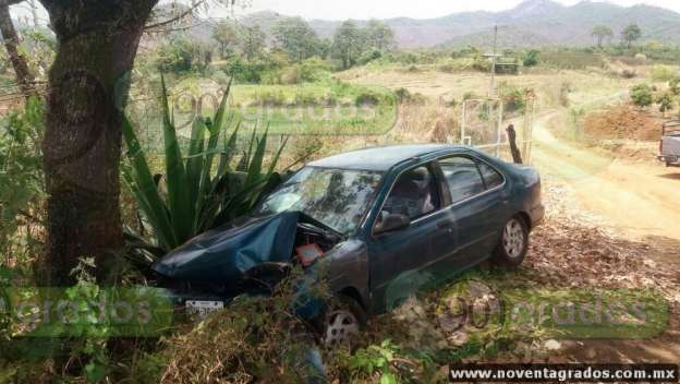 Dos lesionados tras chocar contra árbol en Los Reyes, Michoacán - Foto 0 