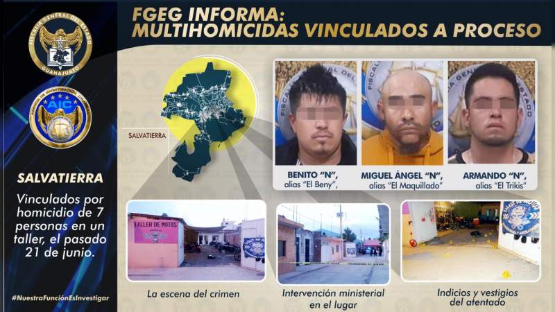 Vinculan a proceso a 3 por homicidio calificado como masacre, en Guanajuato