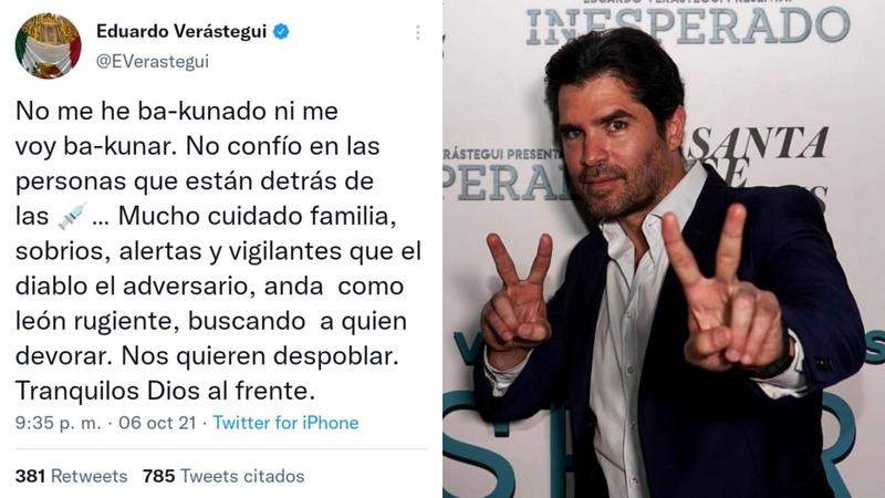 Eduardo Verástegui se declara anti-vacunas; llama a poner a Dios al frente 