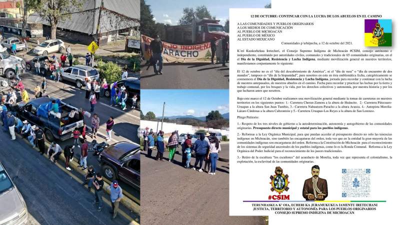 Comunidades purépechas bloquean carreteras en Michoacán; exigen autonomía 