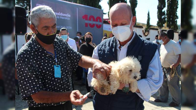 Inicia campaña de vacunación antirrábica en San Felipe de los Alzati, municipio de Zitácuaro 