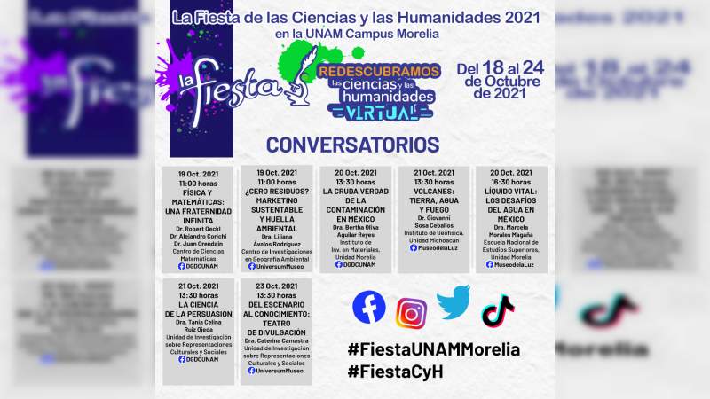 Realizará UNAM Morelia, novena edición de la Fiesta de las Ciencias y las Humanidades 