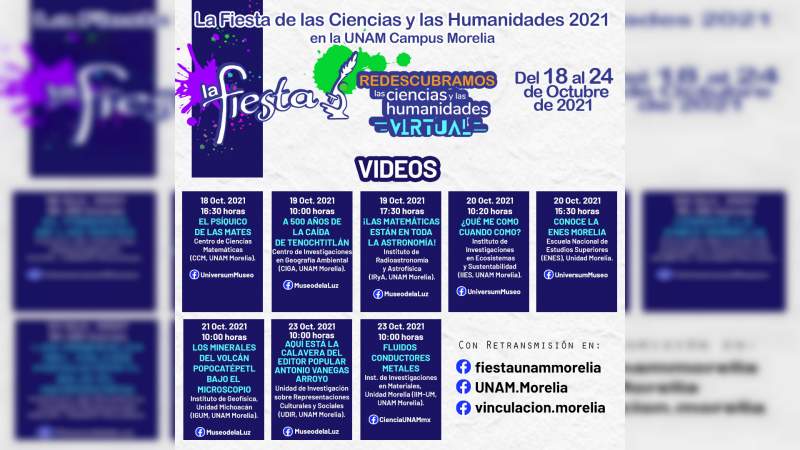 Realizará UNAM Morelia, novena edición de la Fiesta de las Ciencias y las Humanidades 