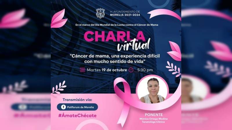 Imparten plática virtual sobre cáncer de mama y tanatología en Polifórum de Morelia 