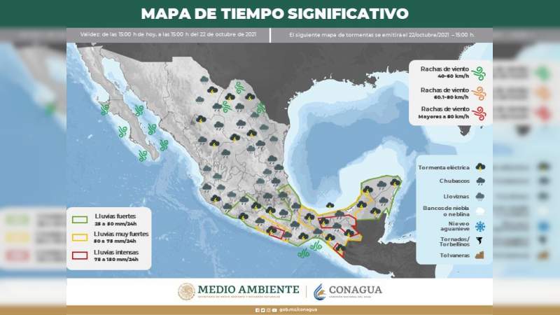 Fin de semana con pronóstico de lluvias fuertes en Michoacán  