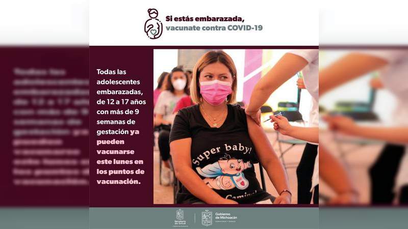 En Michoacán, continuara vacunación a adolescentes embarazadas de entre 12 y 17 