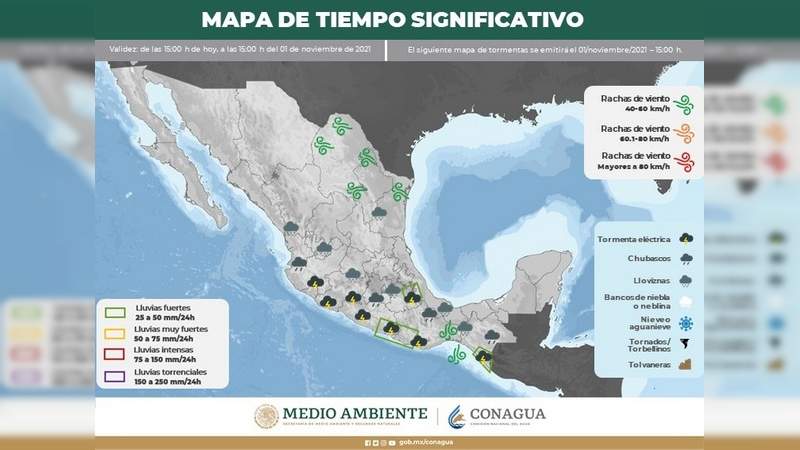 Se esperan lluvias fuertes en Michoacán  