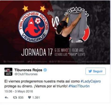 Monarcas utiliza a #LadyCajero para burlarse de su rival  Veracruz - Foto 1 