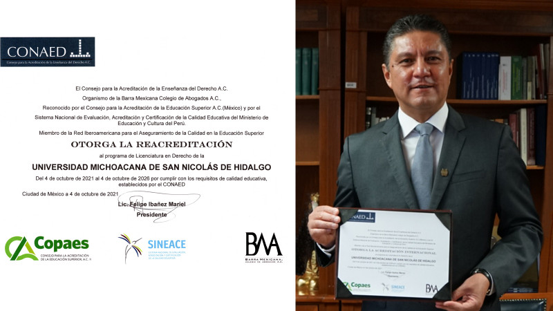 Logra Facultad de Derecho y Ciencias Sociales de la UMSNH acreditación internacional 