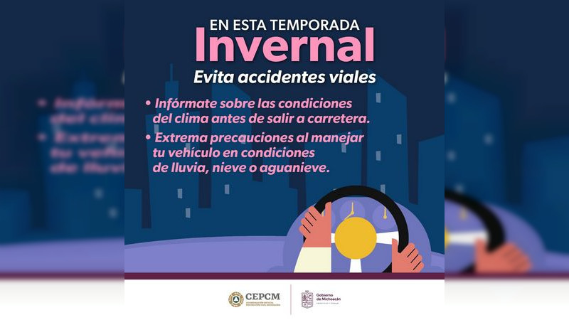 Pide PC Michoacán seguir recomendaciones ante descenso de temperaturas 
