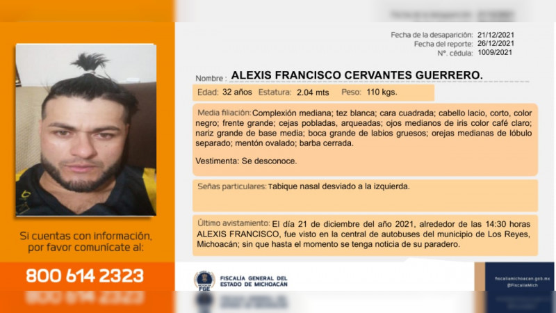 Fiscalía de Michoacán emite alerta por desaparición del basquetbolista Alexis Cervantes 