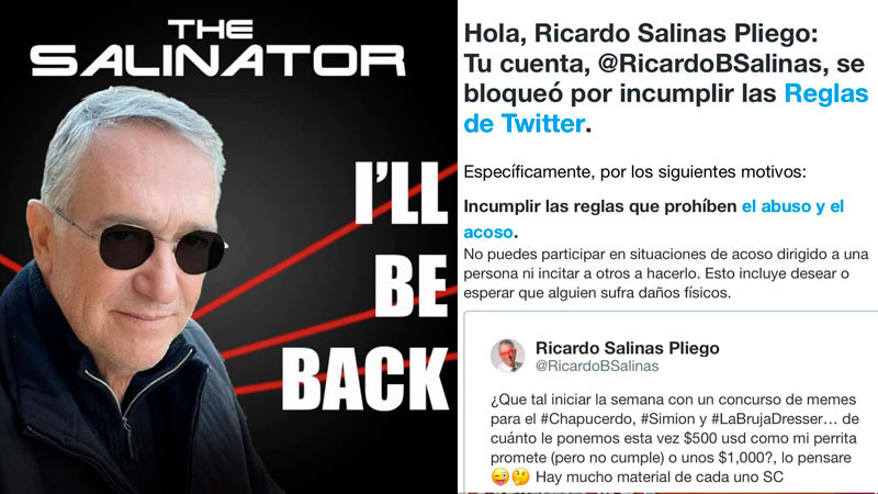 Twitter bloquea la cuenta de Ricardo Salinas Pliego por acoso