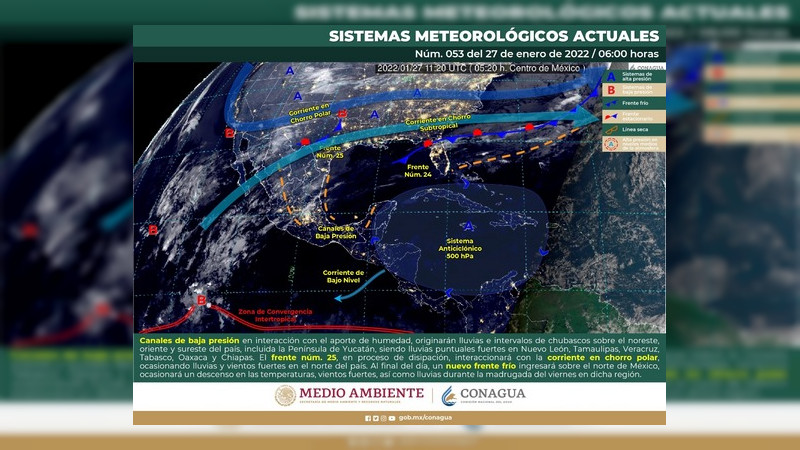 Ante avance en Michoacán, del Frente Frio 25; PC invita tomar medidas 