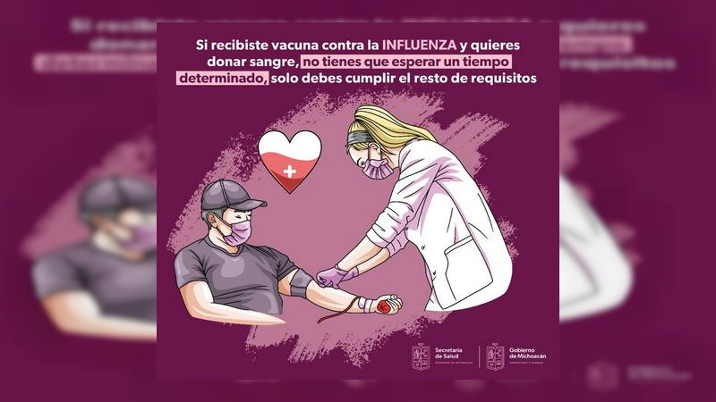 Aprobada donación de sangre a vacunados de Influenza y COVID-19: SSM