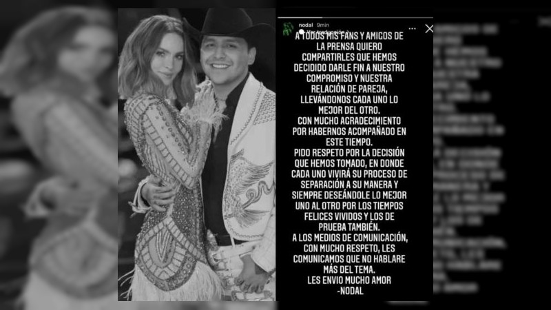 Christian Nodal rompe con Belinda 