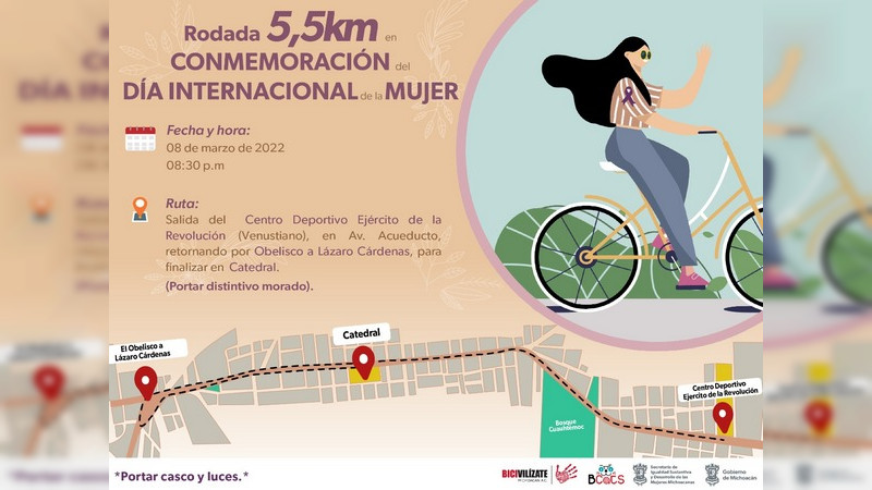 Por el Día Internacional de la Mujer, Seimujer convoca a rodada ciclista