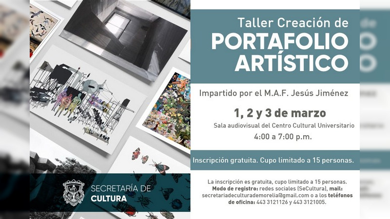 Taller de "Creación de portafolio Artístico" estará disponible a partir de los primeros días de marzo  