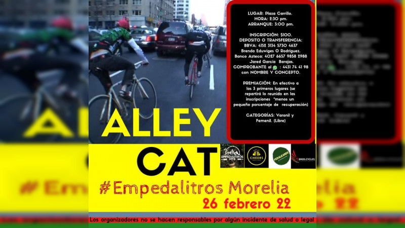 Convocan a carrera de ciclismo urbano este sábado en Morelia 