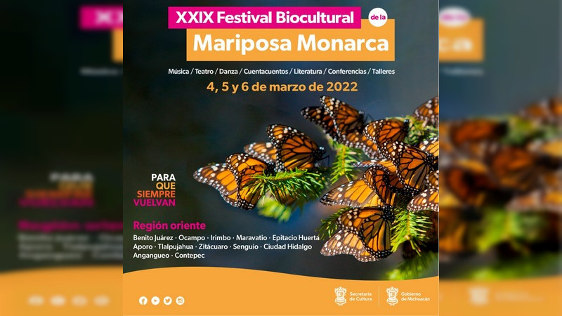 Festival Biocultural de la Mariposa Monarca contará con la participación de 12 municipios 