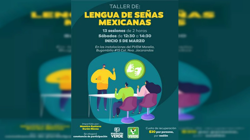 Partido Verde invita a la población a taller de Lengua de Señas Mexicanas  