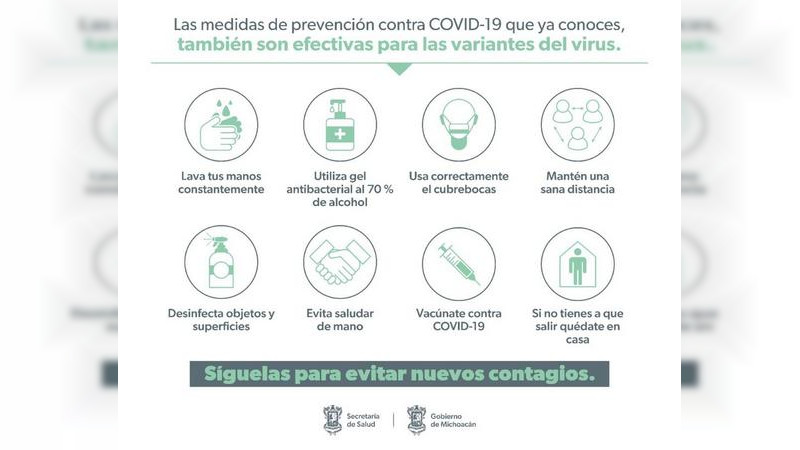 Secretaria de Salud de Michoacán llama a la población a no bajar la guardia ante COVID-19  